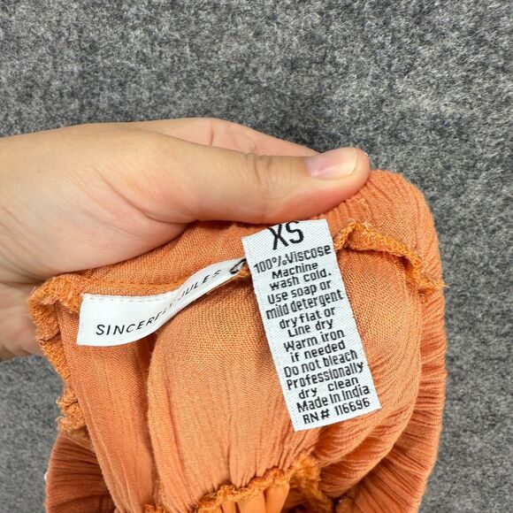 Sincerely Jules Jumpsuit Women XS Orange Geometric Strapless Straight Casual - Picture 6 of 7